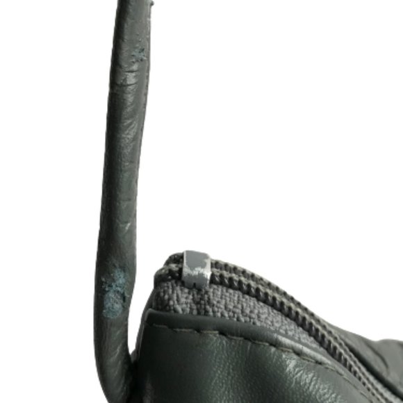 Vintage Grey Leather Ruched Shoulder Crossbody Bag - Picture 8 of 11